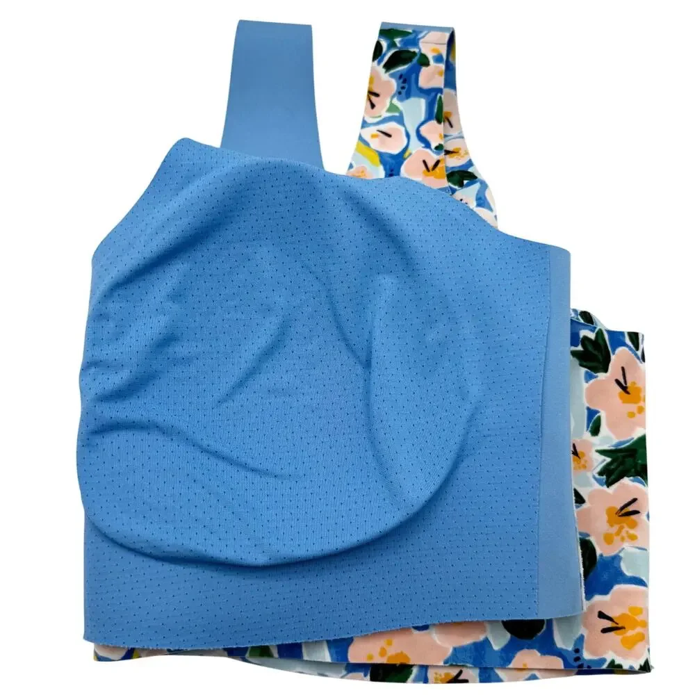 Knix XXL Floral Wireless Contour‎ Bra Blue Pink Stretch Pullover Comfort Lounge